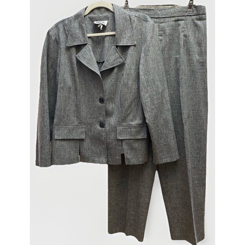 VTG Dawn Joy 2 Grey Pantsuit 16p Officecore Secretary Lightweight (flaw)